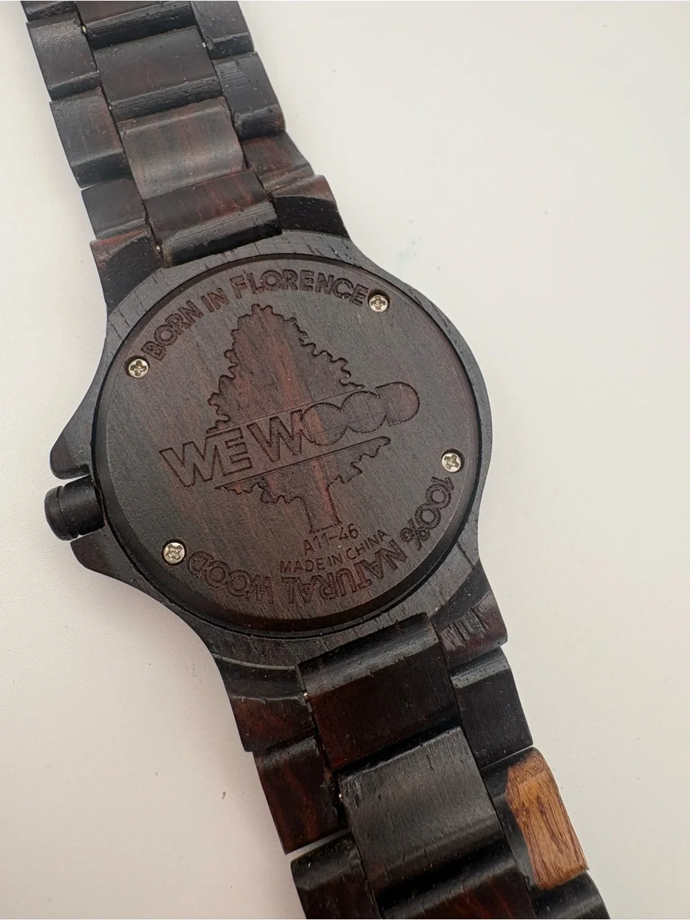 WeWood Wooden Link Watch A11-46 Dark Brown with Red-Brown Dial New Battery
